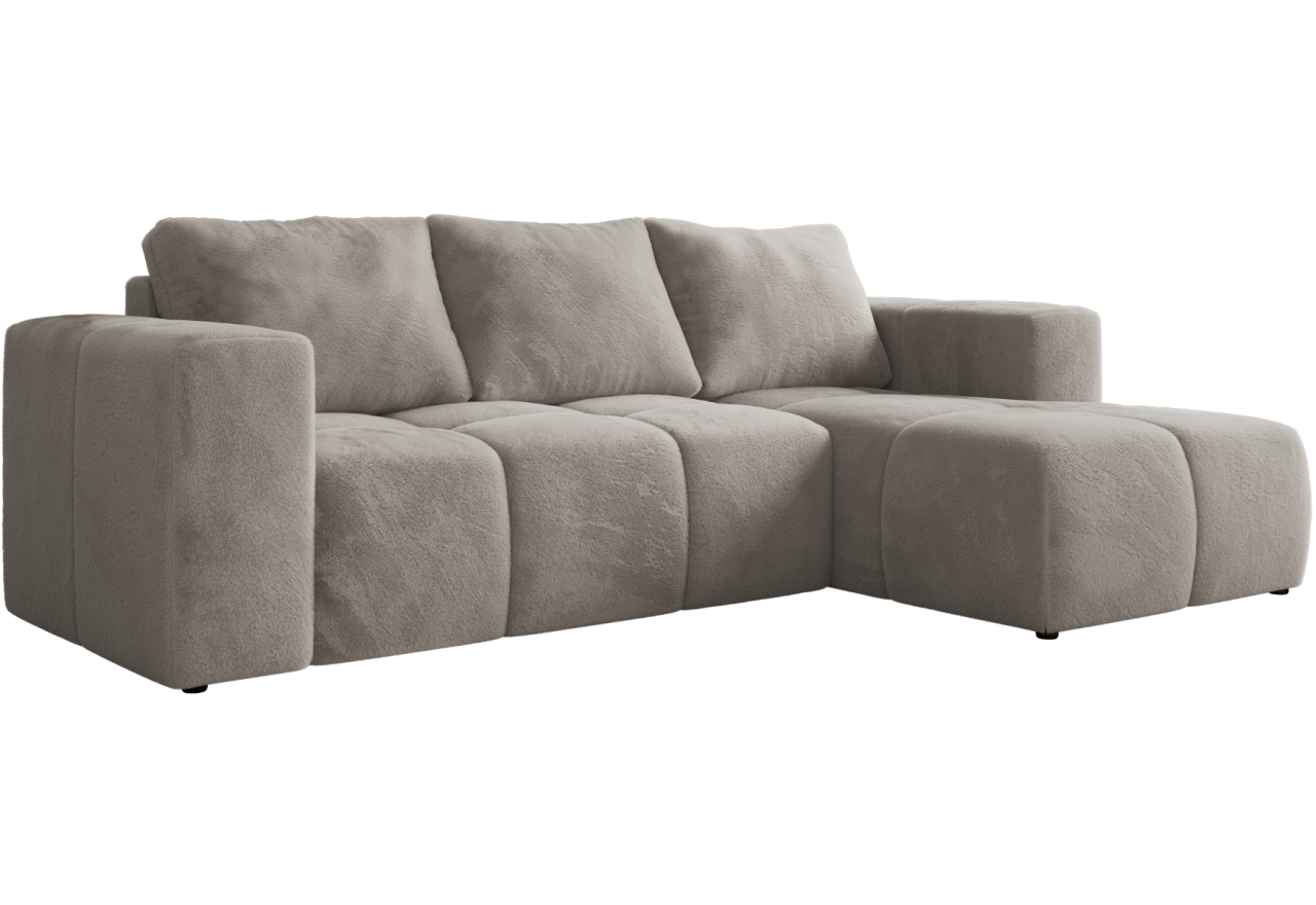 Narożnik MONIVA L - strona prawa - jasnoszary, plusz