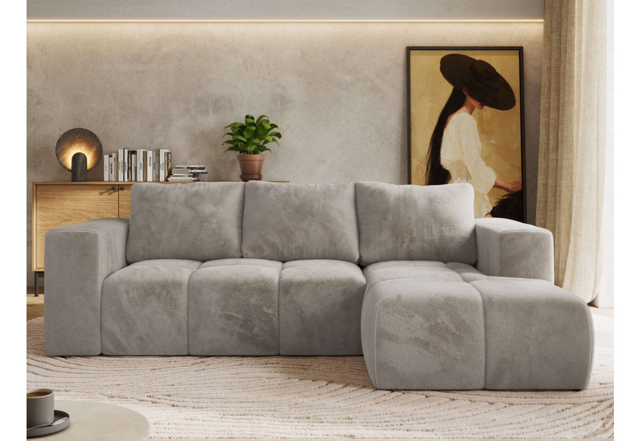 Narożnik MONIVA L - strona prawa - jasnoszary, plusz