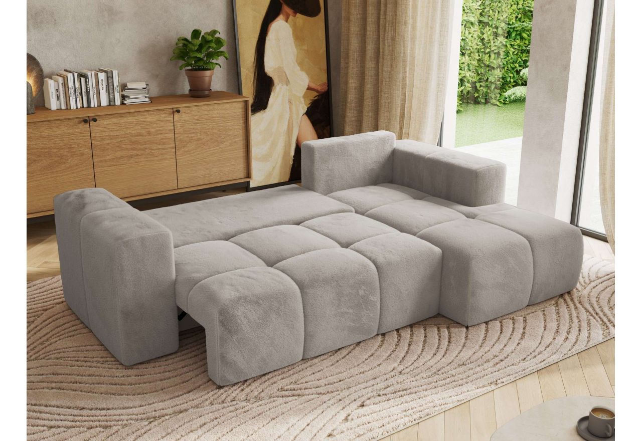 Narożnik MONIVA L - strona prawa - jasnoszary, plusz