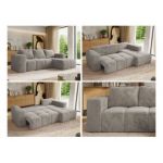 Narożnik MONIVA L - strona prawa - jasnoszary, plusz