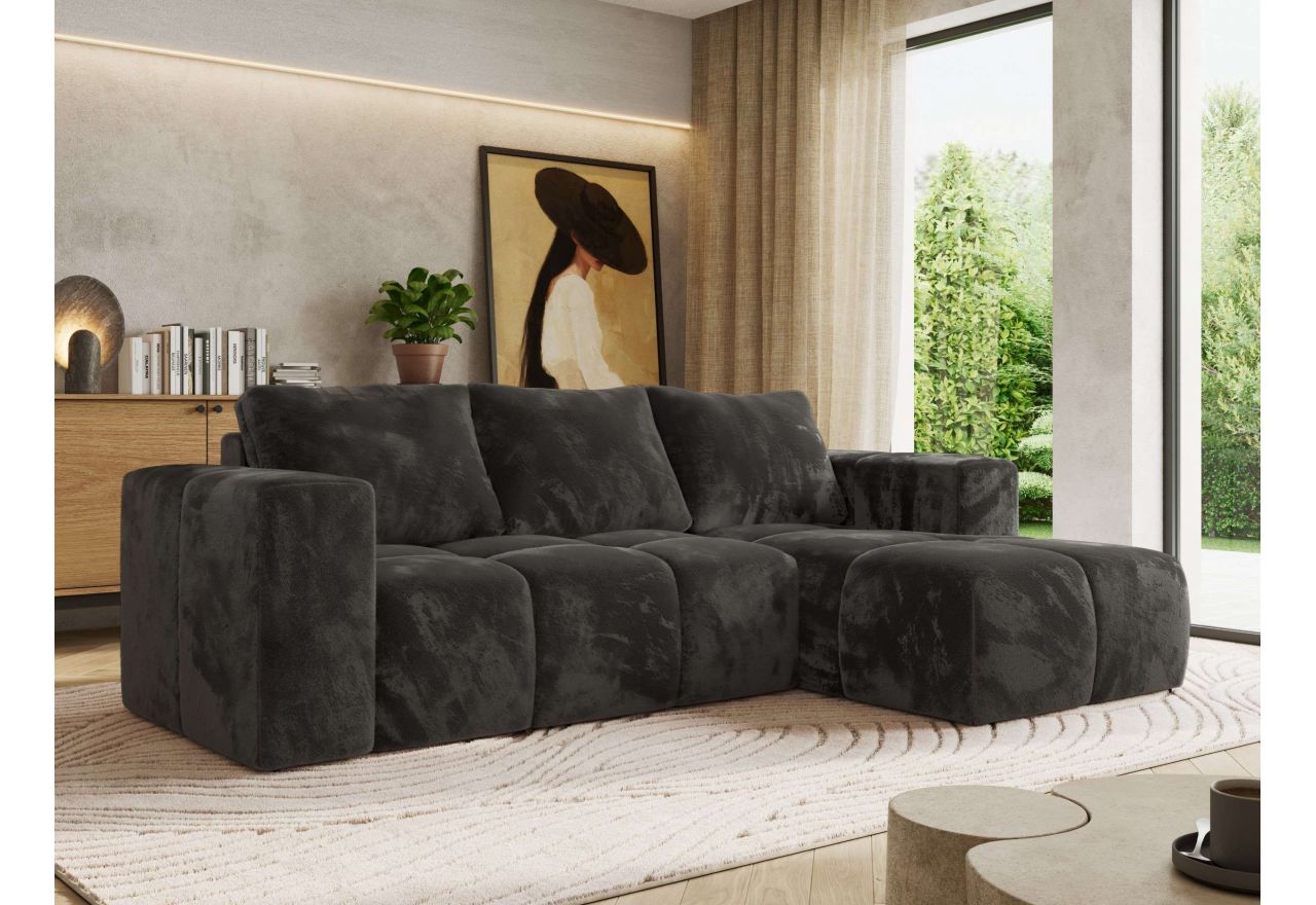 Narożnik MONIVA L - strona prawa - ciemnoszary, plusz