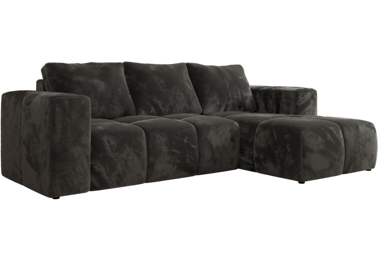 Narożnik MONIVA L - strona prawa - ciemnoszary, plusz