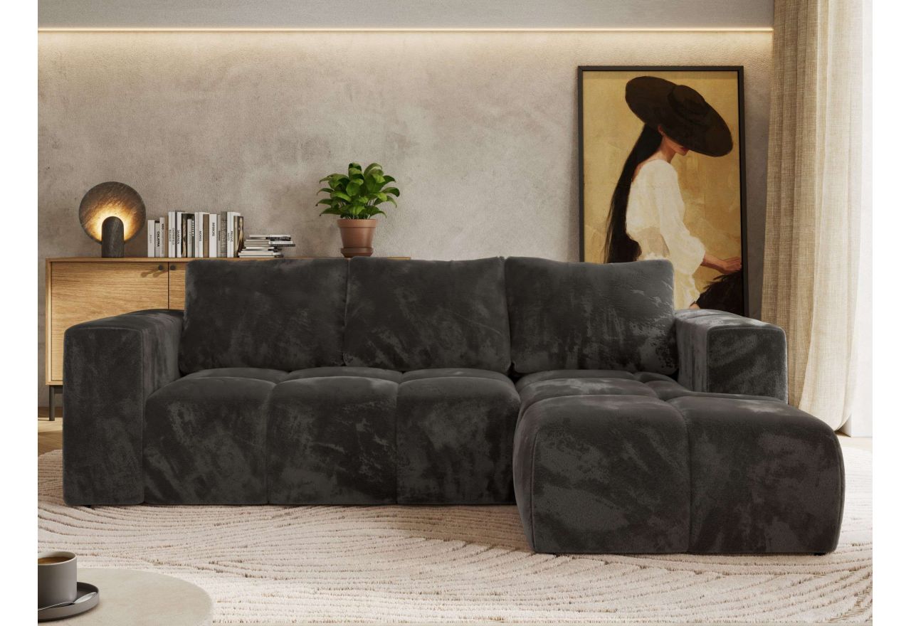 Narożnik MONIVA L - strona prawa - ciemnoszary, plusz