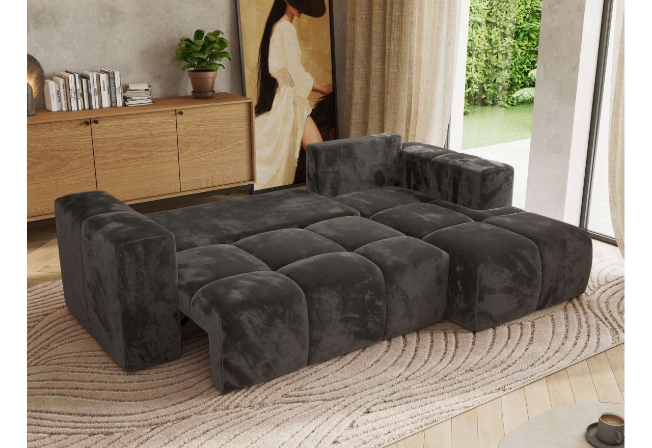 Narożnik MONIVA L - strona prawa - ciemnoszary, plusz