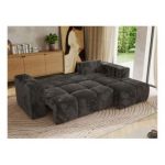 Narożnik MONIVA L - strona prawa - ciemnoszary, plusz