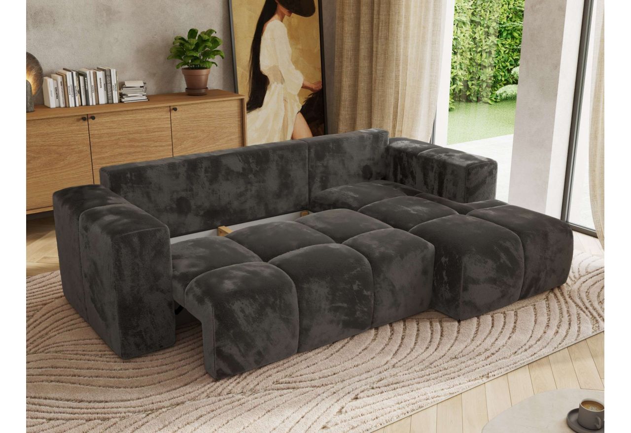 Narożnik MONIVA L - strona prawa - ciemnoszary, plusz