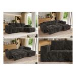 Narożnik MONIVA L - strona prawa - ciemnoszary, plusz