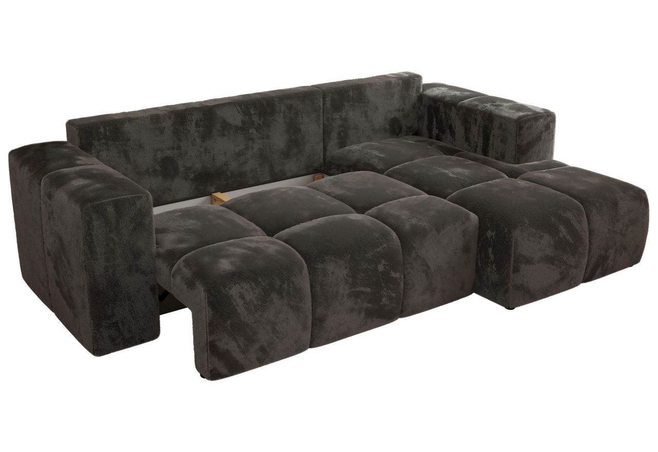 Narożnik MONIVA L - strona prawa - ciemnoszary, plusz