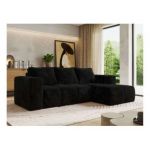 Narożnik MONIVA L - strona prawa - czarny, plusz