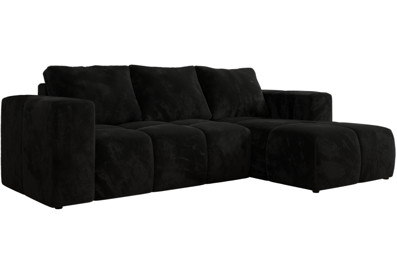 Narożnik MONIVA L - strona prawa - czarny, plusz