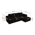 Narożnik MONIVA L - strona prawa - czarny, plusz