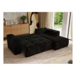 Narożnik MONIVA L - strona prawa - czarny, plusz