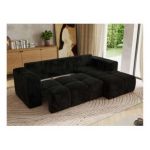 Narożnik MONIVA L - strona prawa - czarny, plusz