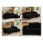 Narożnik MONIVA L - strona prawa - czarny, plusz