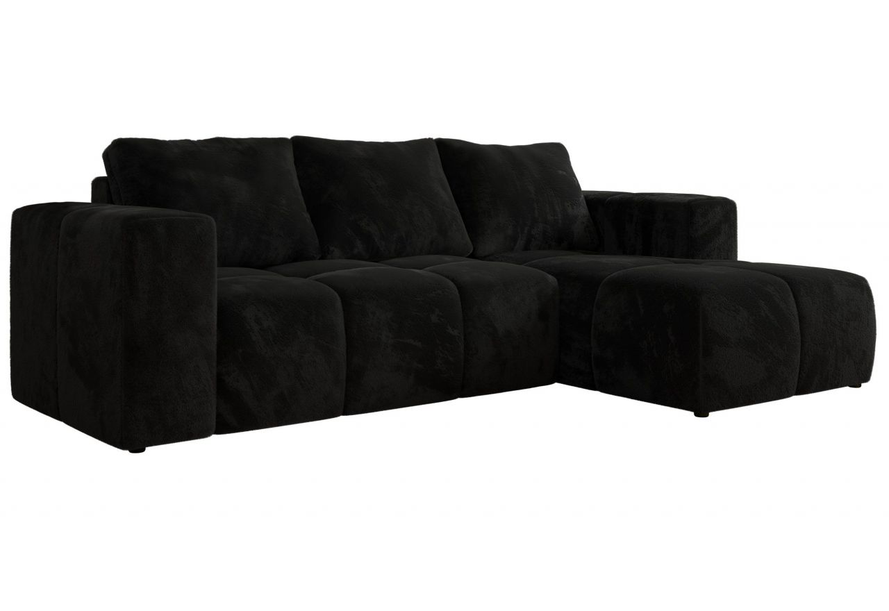 Narożnik MONIVA L - strona prawa - czarny, plusz