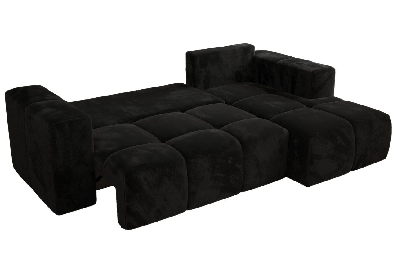 Narożnik MONIVA L - strona prawa - czarny, plusz