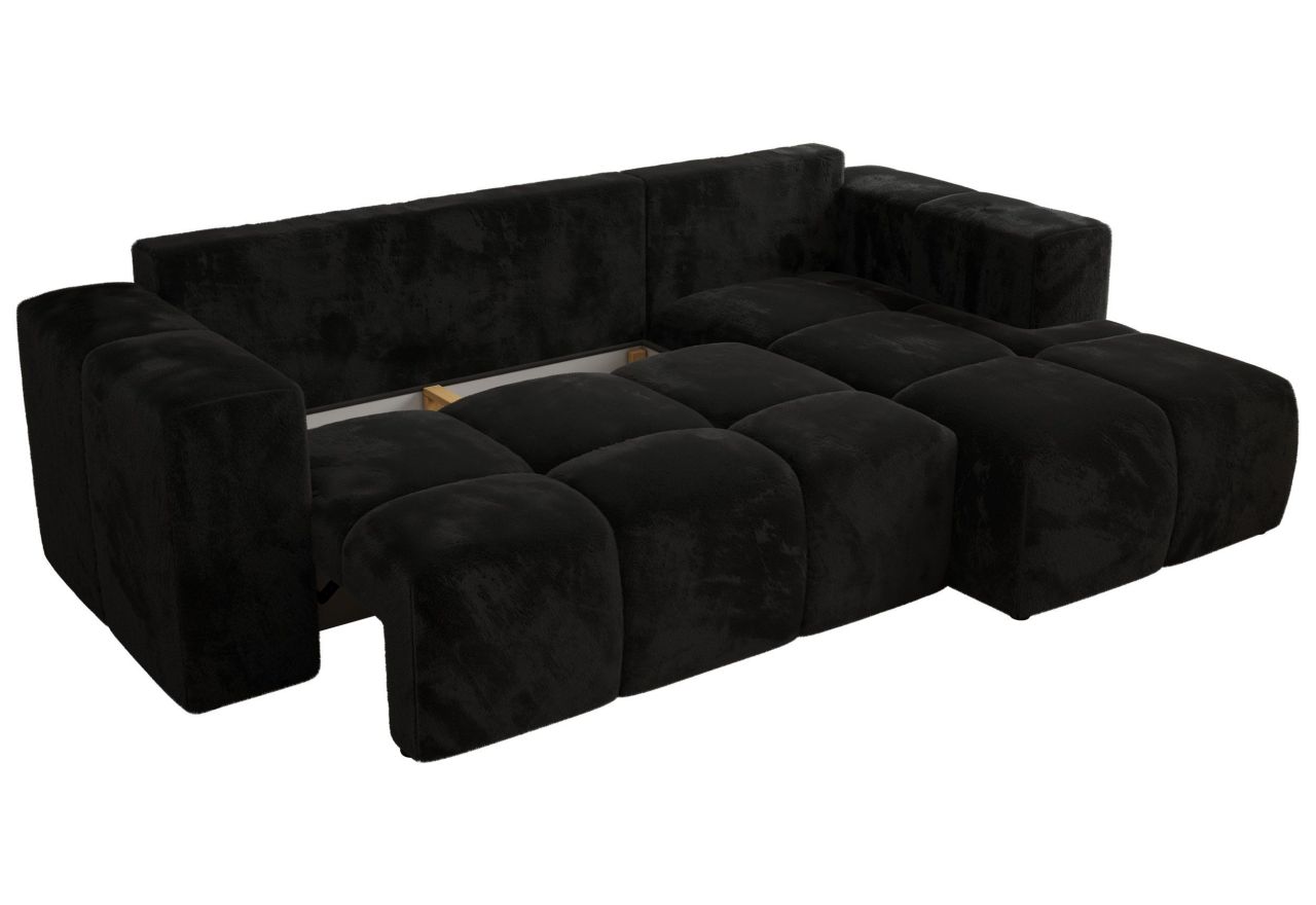 Narożnik MONIVA L - strona prawa - czarny, plusz