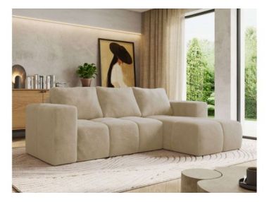 Narożnik MONIVA L - strona prawa - kremowy, plusz