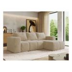 Narożnik MONIVA L - strona prawa - kremowy, plusz