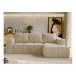 Narożnik MONIVA L - strona prawa - kremowy, plusz