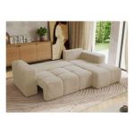 Narożnik MONIVA L - strona prawa - kremowy, plusz