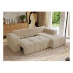 Narożnik MONIVA L - strona prawa - kremowy, plusz