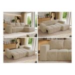 Narożnik MONIVA L - strona prawa - kremowy, plusz