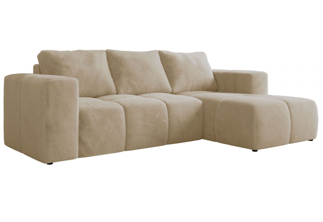 Narożnik MONIVA L - strona prawa - kremowy, plusz