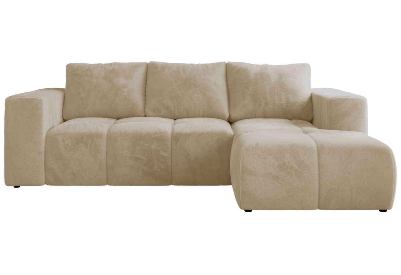 Narożnik MONIVA L - strona prawa - kremowy, plusz