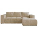 Narożnik MONIVA L - strona prawa - kremowy, plusz