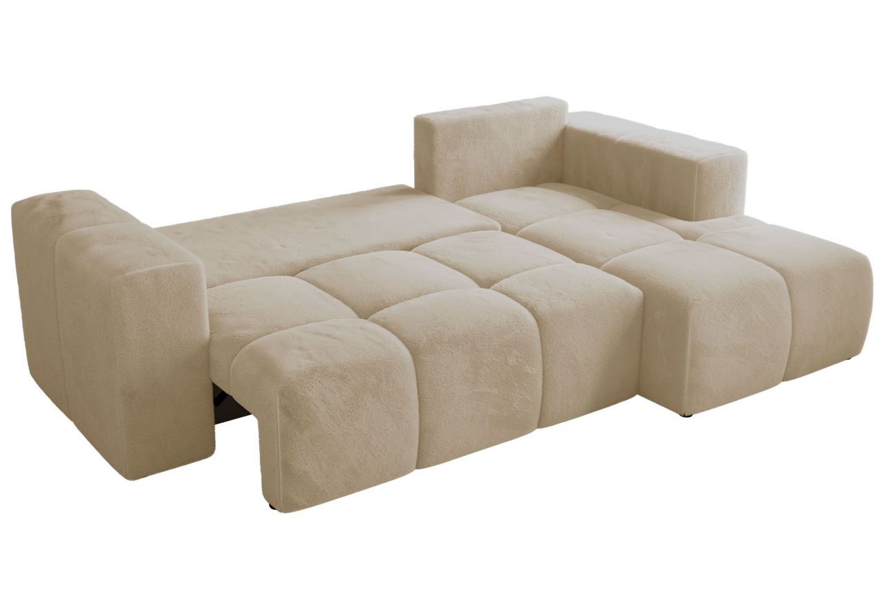 Narożnik MONIVA L - strona prawa - kremowy, plusz