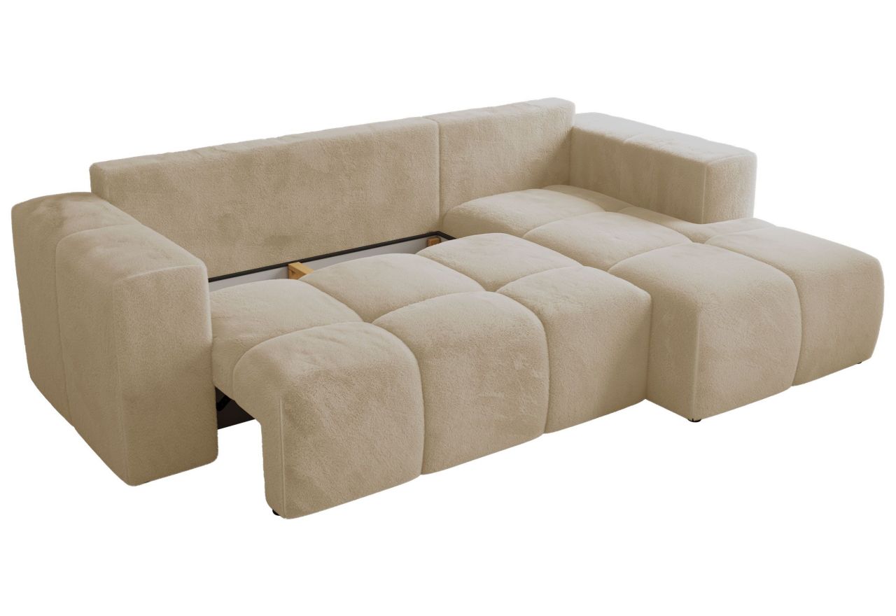 Narożnik MONIVA L - strona prawa - kremowy, plusz