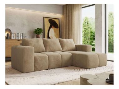 Narożnik MONIVA L - strona prawa - beżowy, plusz