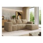 Narożnik MONIVA L - strona prawa - beżowy, plusz