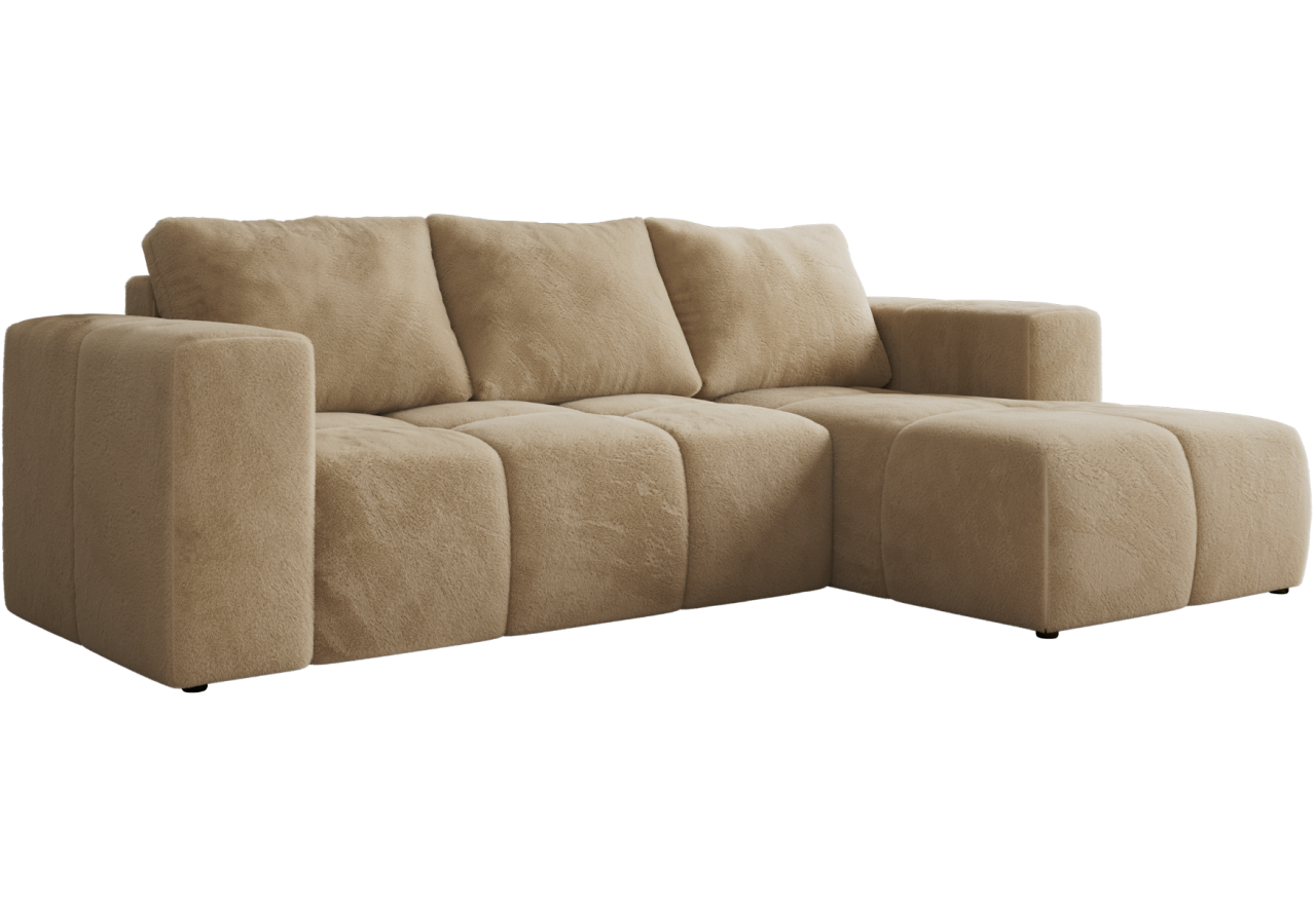 Narożnik MONIVA L - strona prawa - beżowy, plusz