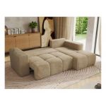 Narożnik MONIVA L - strona prawa - beżowy, plusz