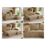 Narożnik MONIVA L - strona prawa - beżowy, plusz