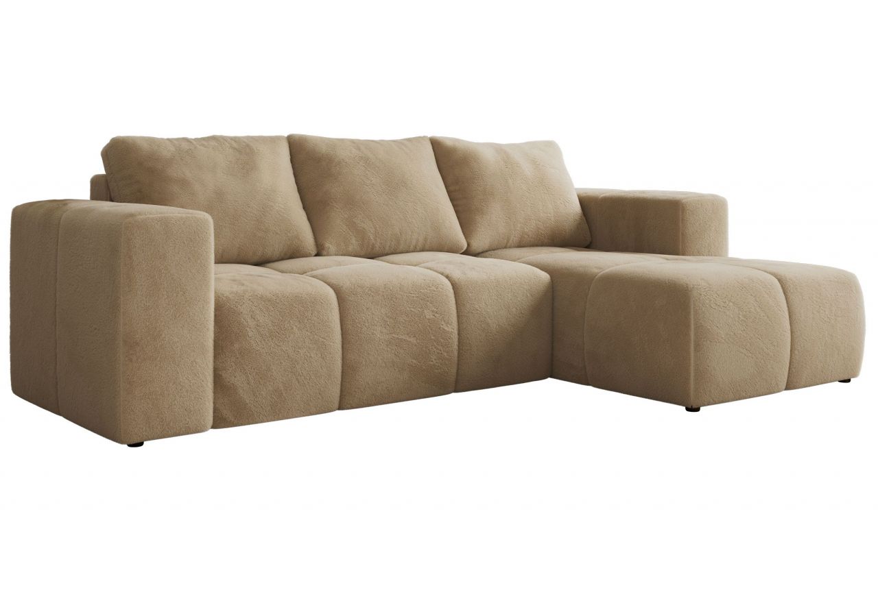 Narożnik MONIVA L - strona prawa - beżowy, plusz