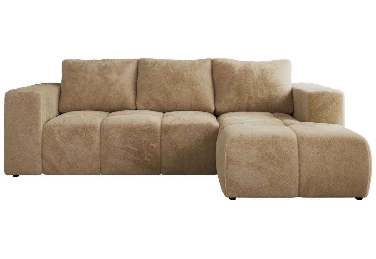 Narożnik MONIVA L - strona prawa - beżowy, plusz