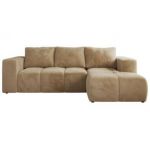 Narożnik MONIVA L - strona prawa - beżowy, plusz