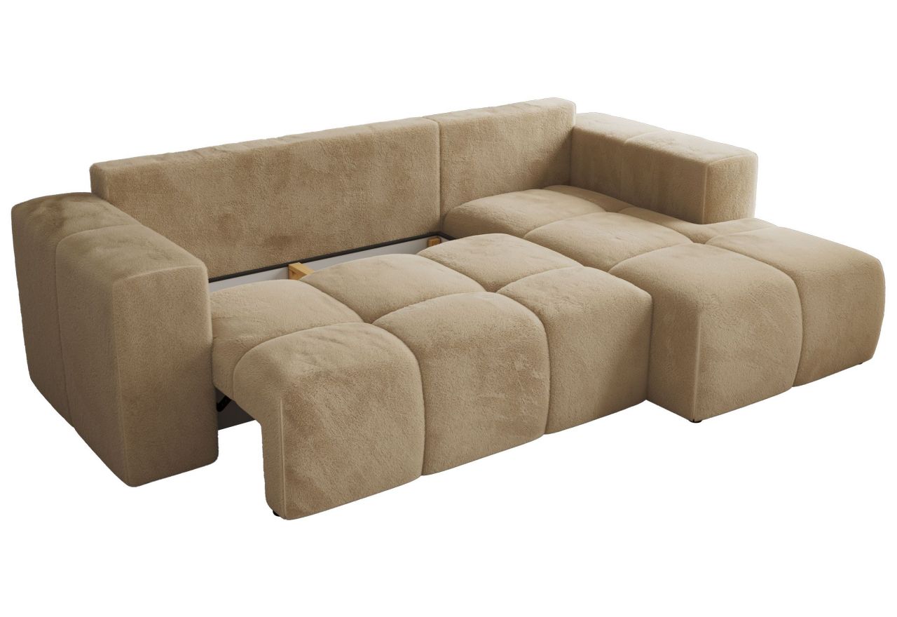 Narożnik MONIVA L - strona prawa - beżowy, plusz