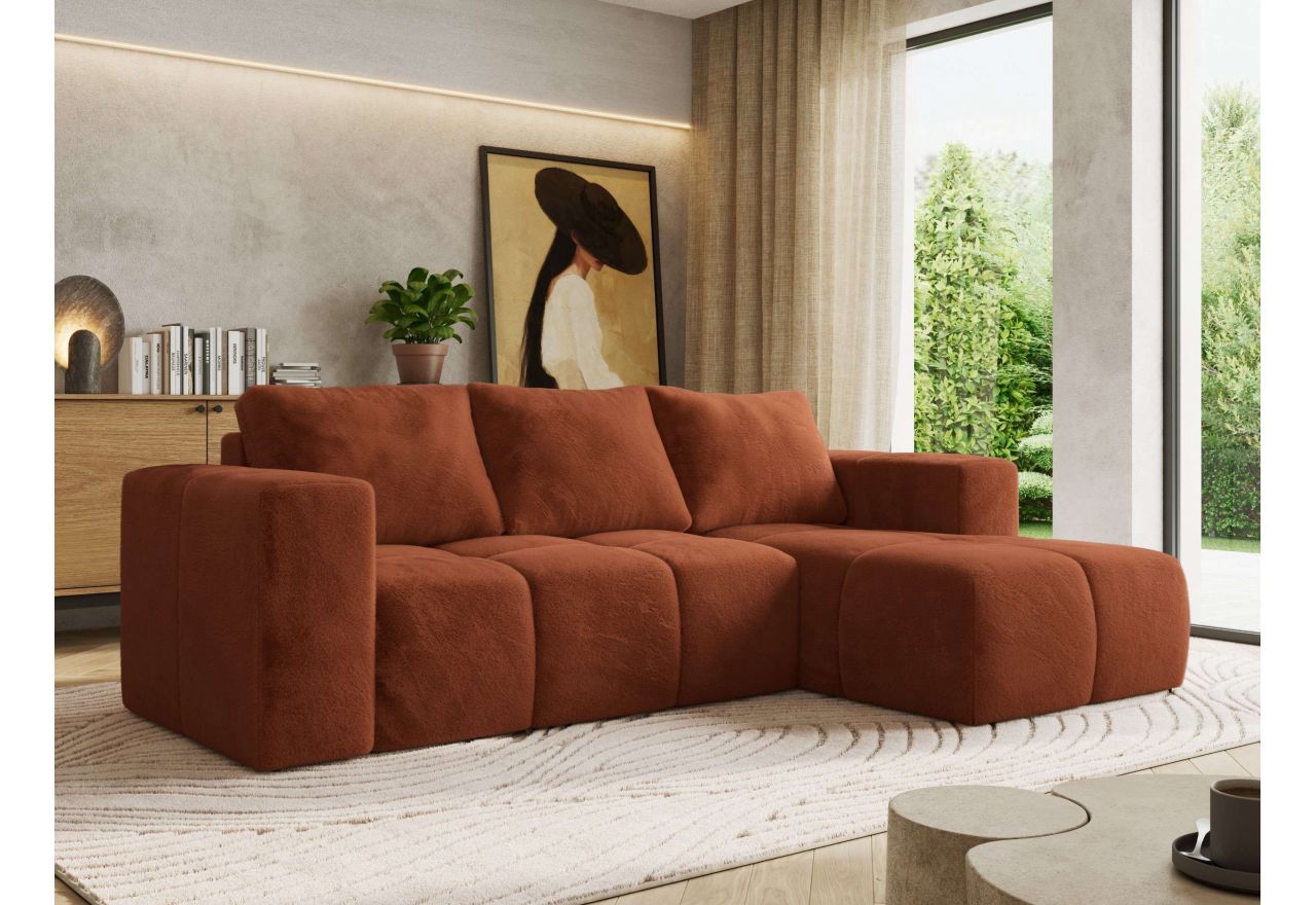 Narożnik MONIVA L - strona prawa - pomarańczowy, plusz