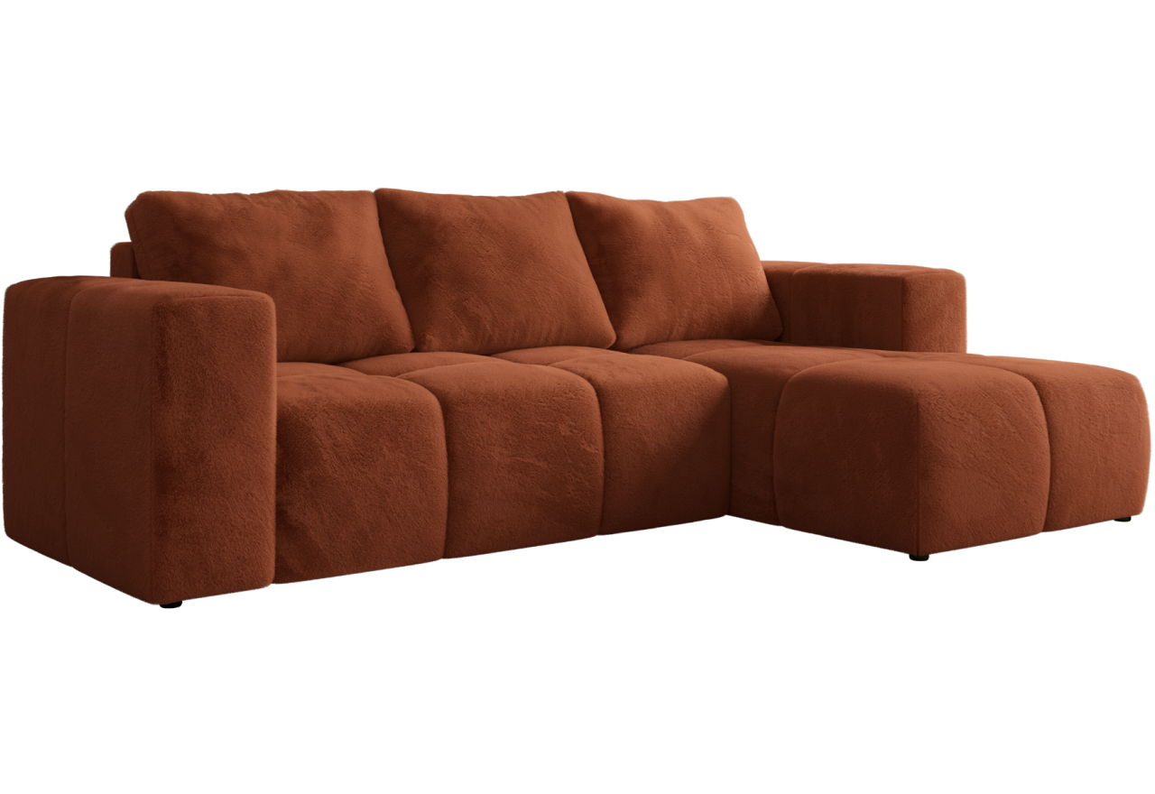 Narożnik MONIVA L - strona prawa - pomarańczowy, plusz