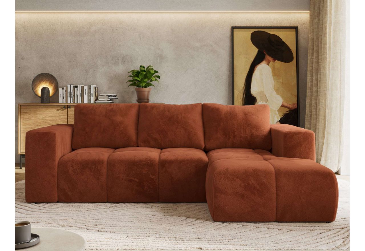 Narożnik MONIVA L - strona prawa - pomarańczowy, plusz