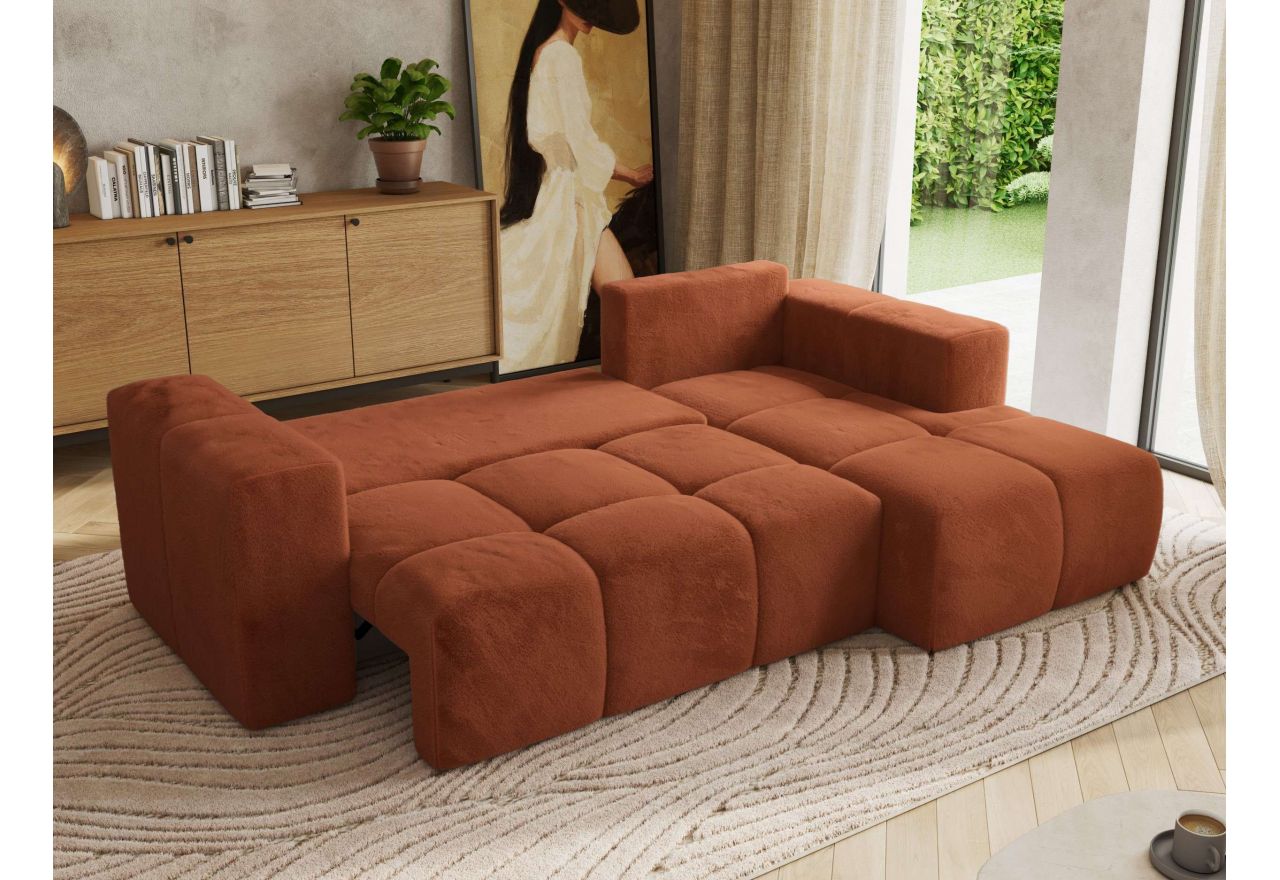 Narożnik MONIVA L - strona prawa - pomarańczowy, plusz