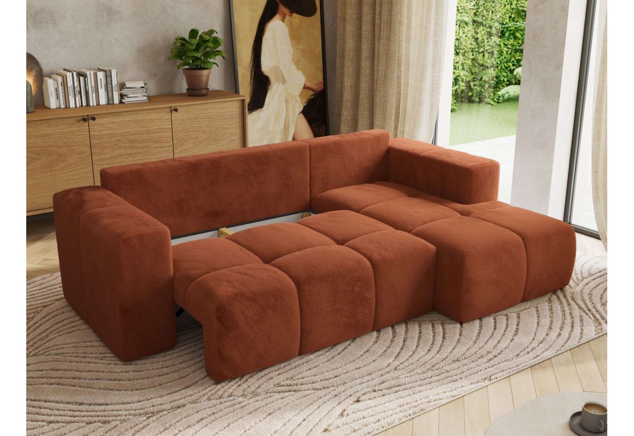 Narożnik MONIVA L - strona prawa - pomarańczowy, plusz