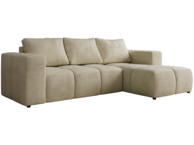 Narożnik MONIVA L - strona prawa - beżowy, welwet