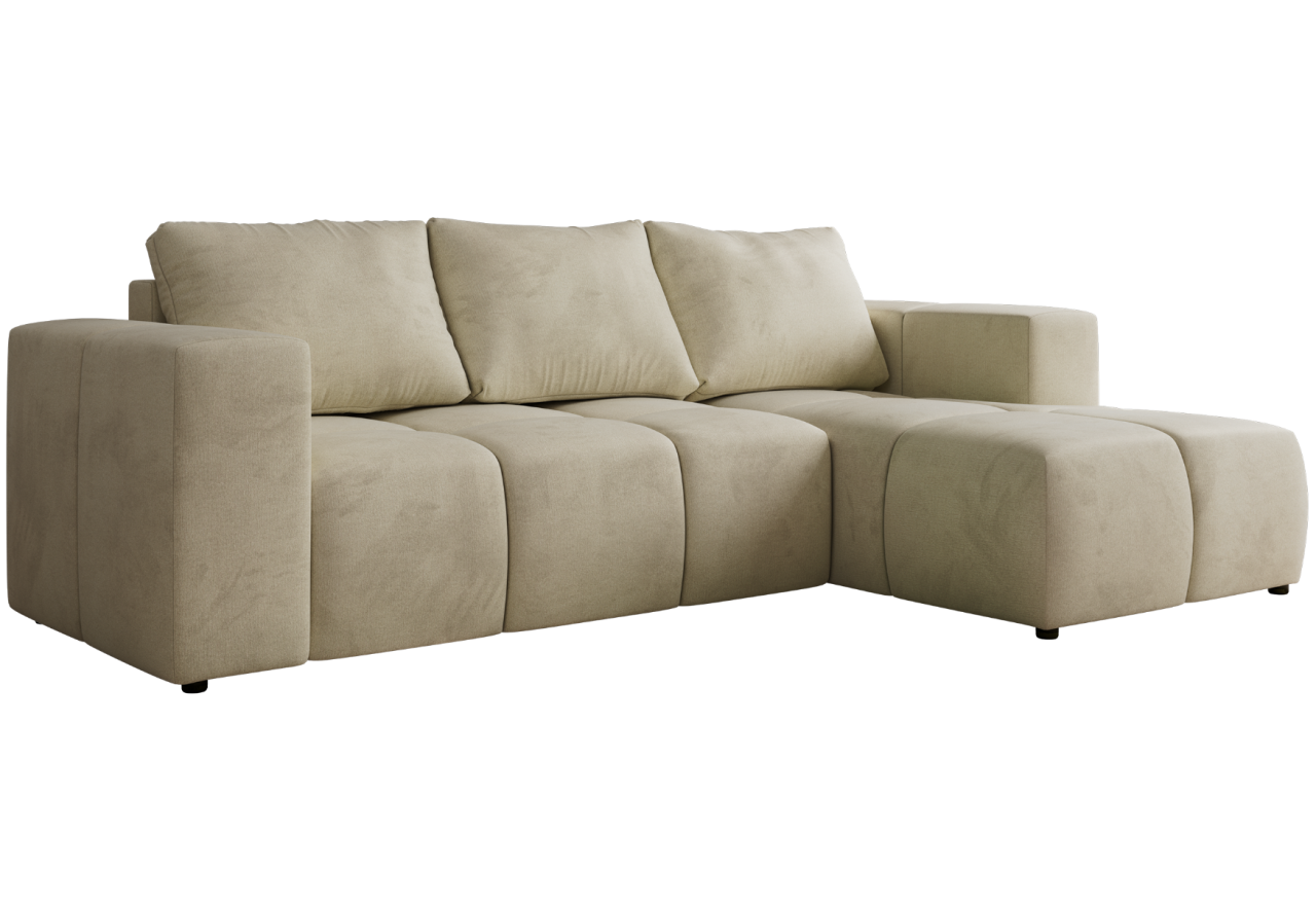 Narożnik MONIVA L - strona prawa - beżowy, welwet