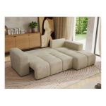 Narożnik MONIVA L - strona prawa - beżowy, welwet