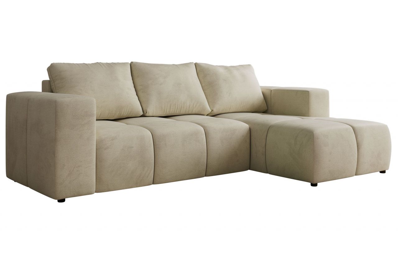 Narożnik MONIVA L - strona prawa - beżowy, welwet